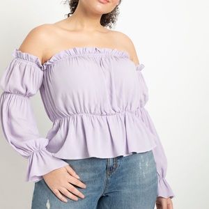NWT Eloquii Off The Shoulder Tunic Top; Pastel Lilac; size 14/16
